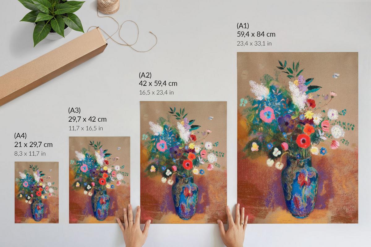POSTER - 21x29 cm - Odilon Redon - Ein Blumenstrauß - Braun, Textil (21/29.7/0.1cm) - TULUP
