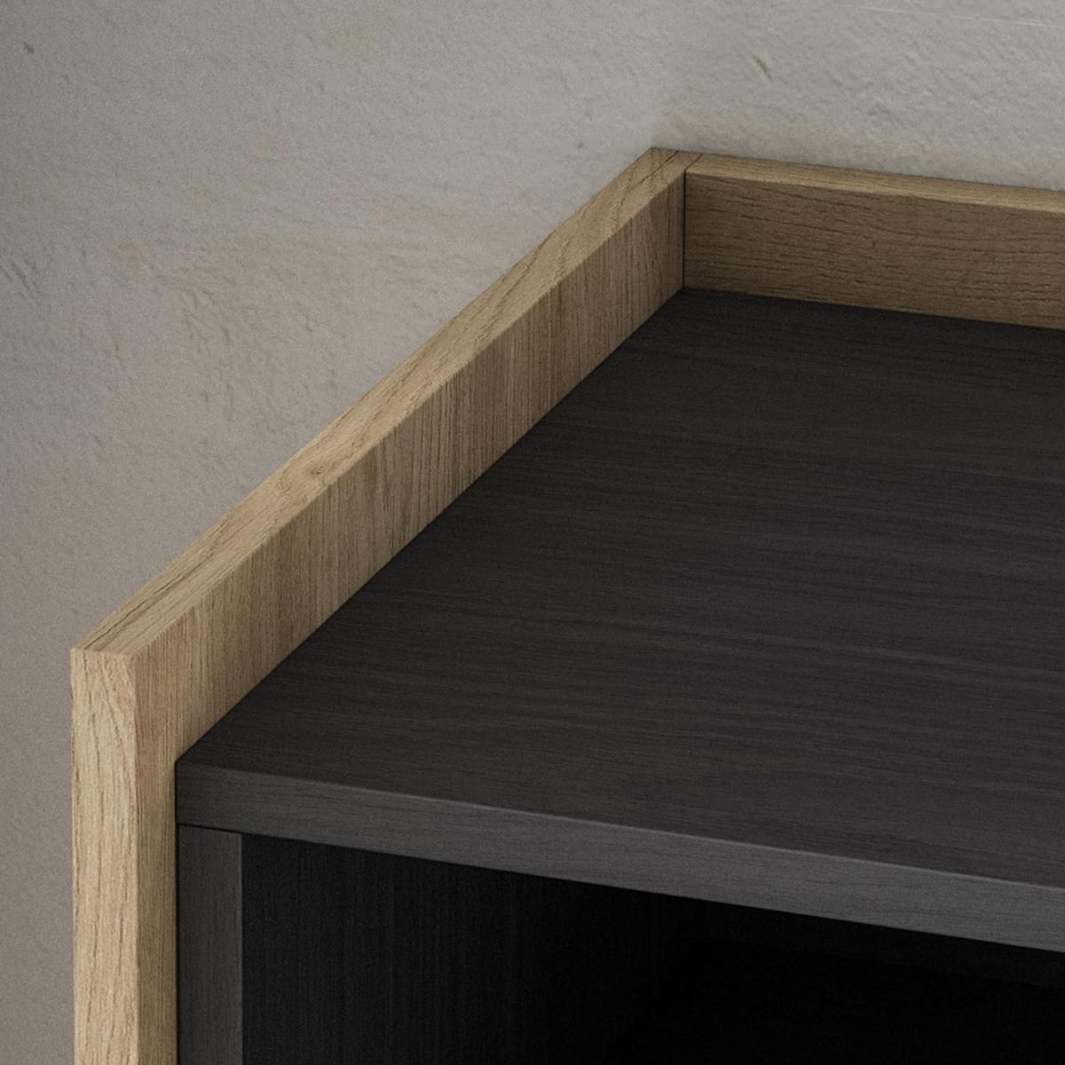 LOWBOARD, Schwarz und Eiche, 309/35/50cm - Schwarz, Holzwerkstoff (310/50/35cm) - Skraut Home