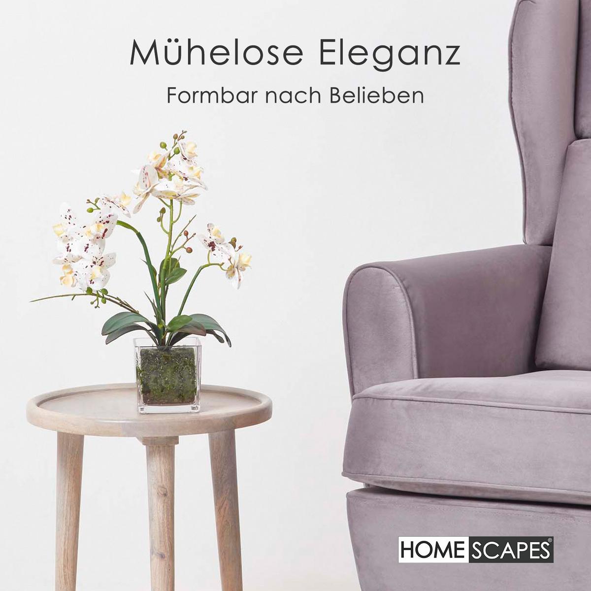 KUNSTBLUME Orchidee weiß-pink im Glas-Topf, 42 cm - Weiß, Kunststoff (42cm) - Homescapes