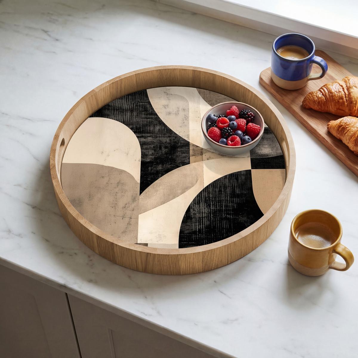 TABLETT Abstrakt - Formen - Modern - Beige 40x40 cm - Beige, Holz (40/5/5cm) - OnlyWow
