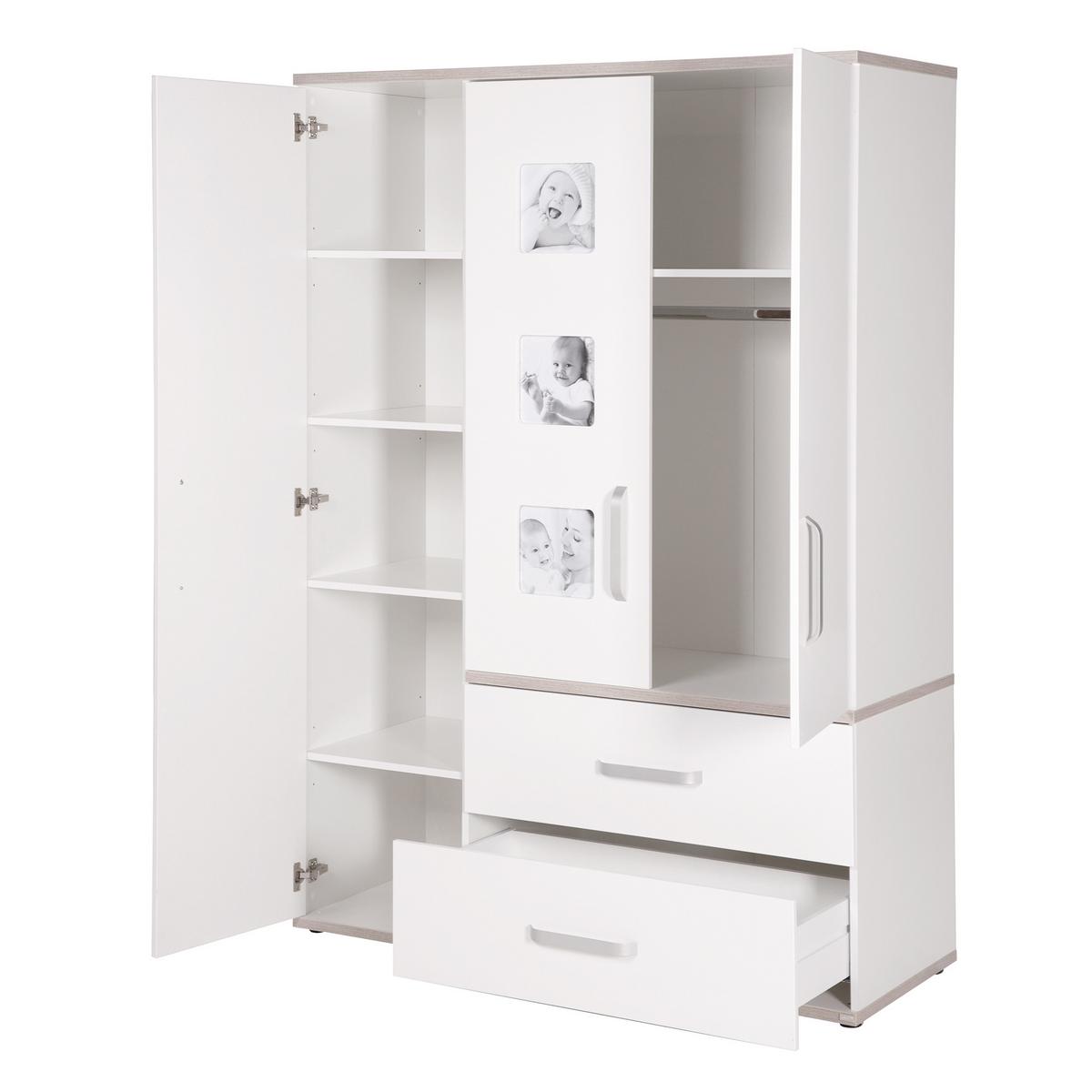 KLEIDERSCHRANK Moritz - Weiß, Holzwerkstoff/Metall (134.5/193/55cm) - Roba