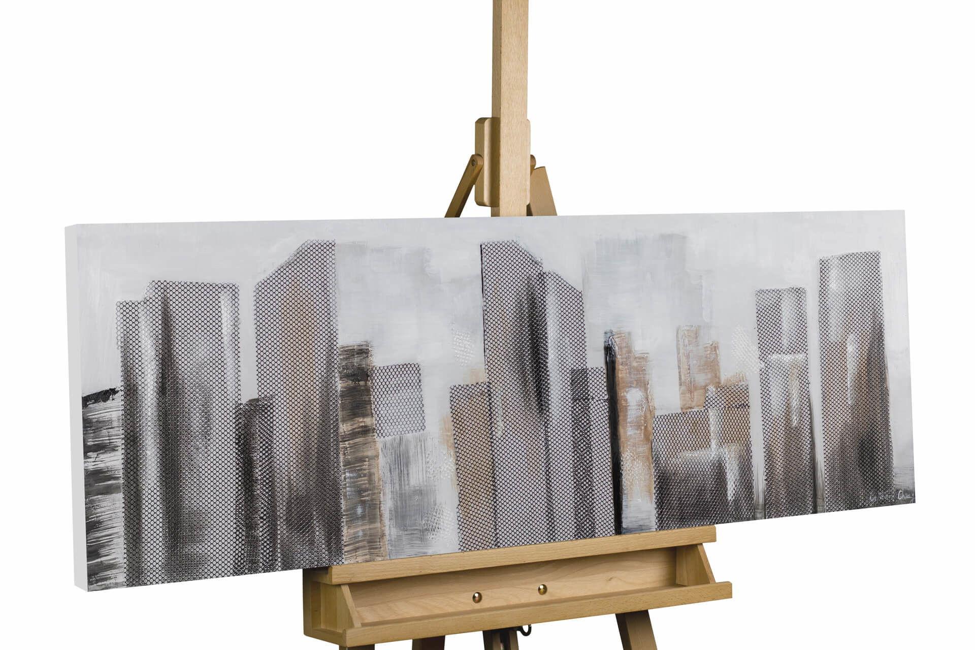 ACRYLBILD HANDGEMALT 120/40 cm - Grau, Holz/Textil (120/40cm) - KUNSTLOFT