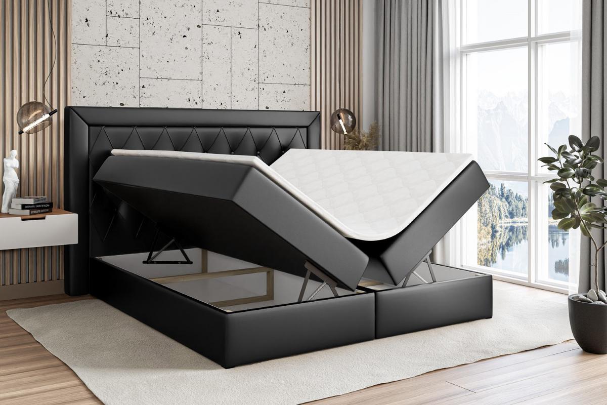 BOXBETT mit H4-Matratze und Lattenrost - NOEL - 140x200 Schwarz Hochglanz - Schwarz Hochglanz, Holzwerkstoff (140/200cm) - ALTDECOR