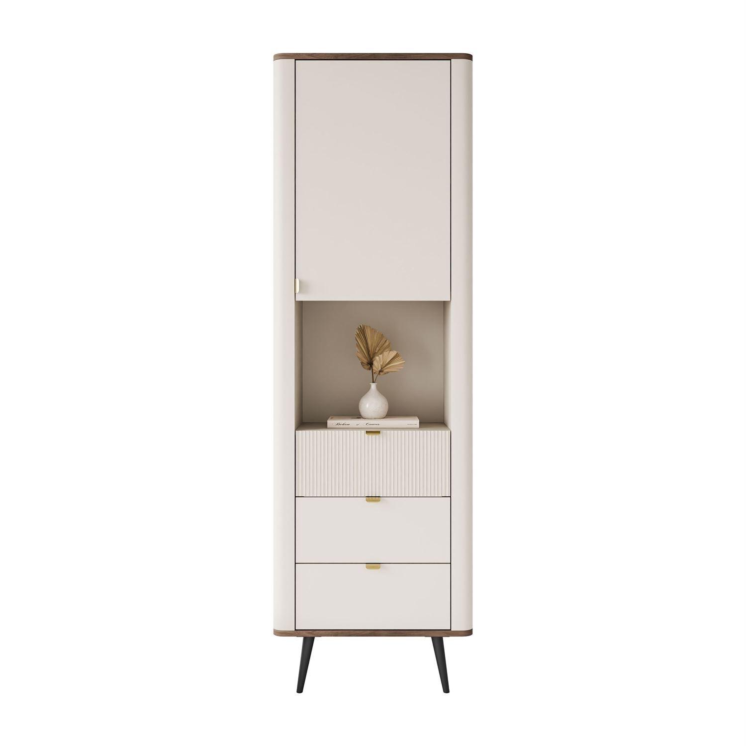 REGAL schmal AUTUMN 1D3S mit Schubladen, Kaschmir / Nussbaum - Beige, Holzwerkstoff (60/191/40cm) - Lookway