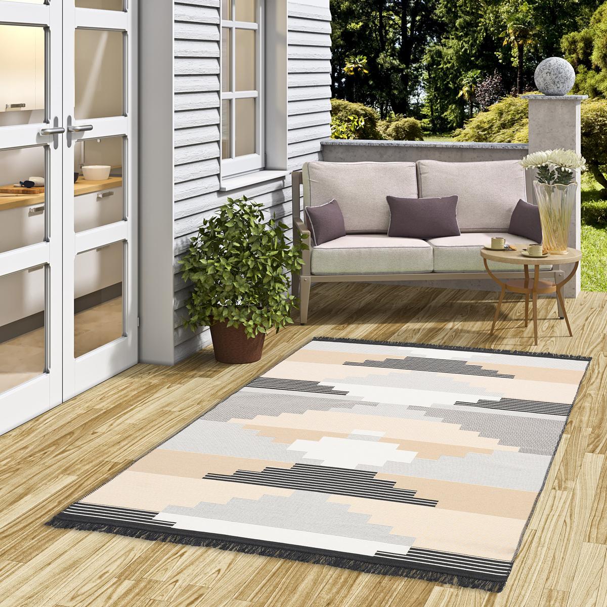 TEPPICH BEIDSEITIG ETHNO KELIM STYLE - Beige/Grau, Textil (160/230cm) - Pergamon