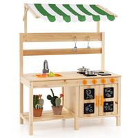 KINDERKÜCHE Outdoor Natur - Naturfarben, Holz (39/88/117cm) - COSTWAY