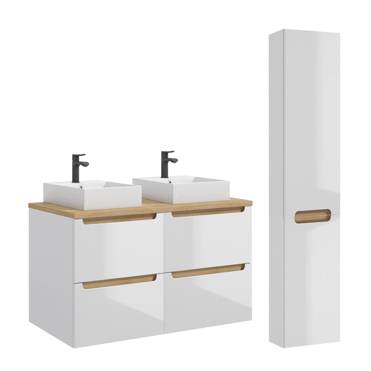 BADMÖBEL 120cm Livia 2er-Set Weiß - Weiß, Holzwerkstoff (120/62.5/46cm) - Petits-meubles