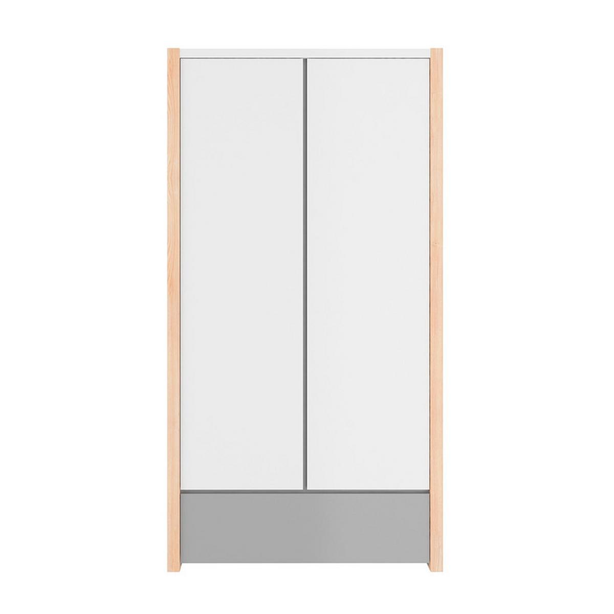 SCHRANK 2 Türen Weiß und grau - Weiß, Holzwerkstoff (100/190/50cm) - Petits-meubles
