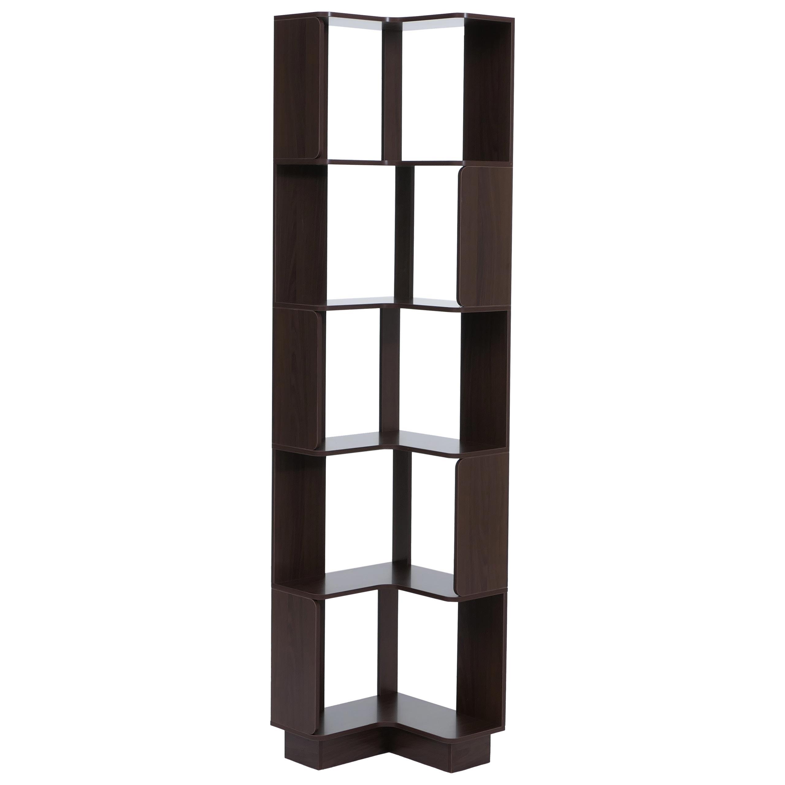 ECK-BÜCHERREGAL Walnuss Dekor - Walnussfarben, Holz (40/175/40cm) - MCW
