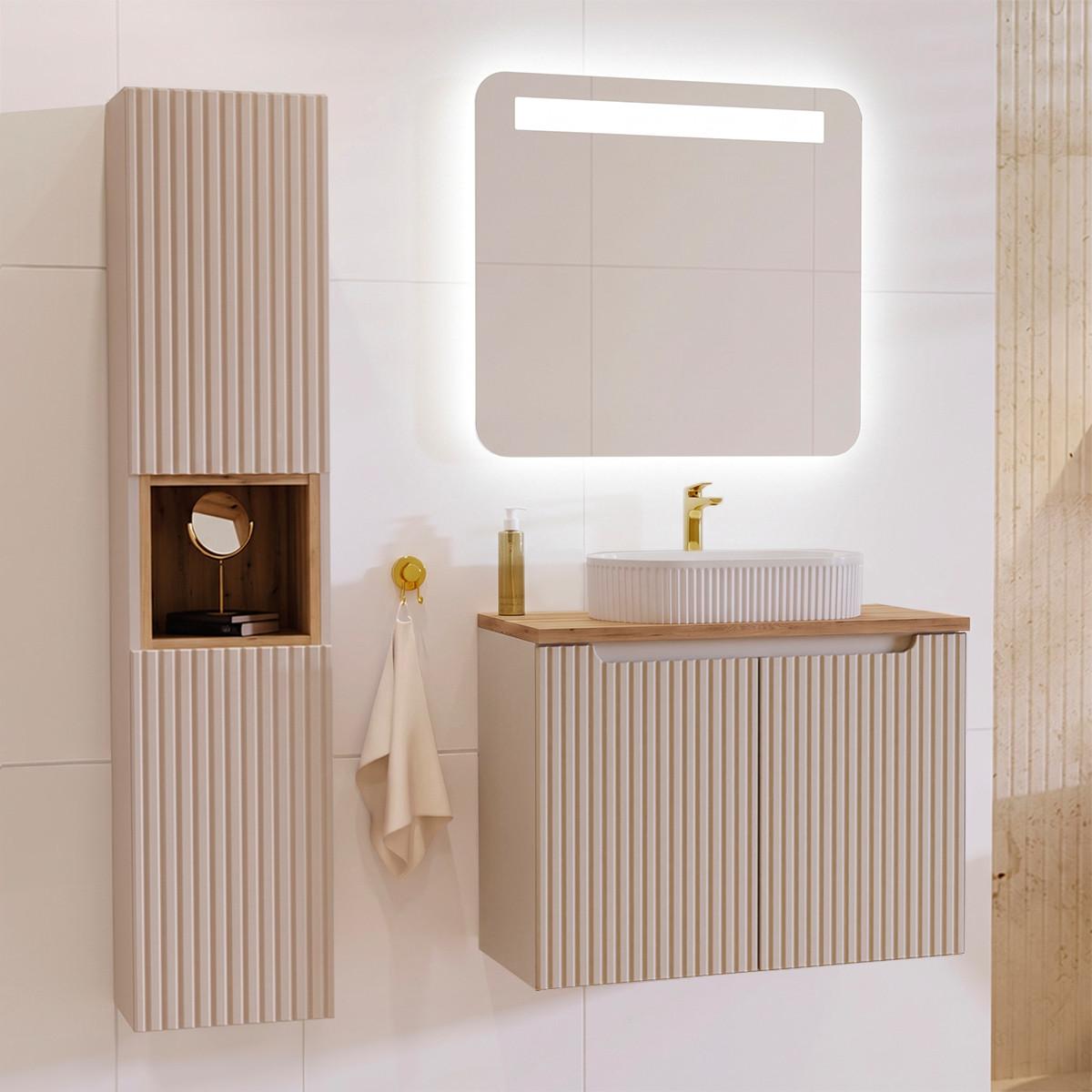 BADMÖBEL 80cm Riva 2er-Set Kaschmir - Kaschmir, Holzwerkstoff (80/57/40cm) - Petits-meubles