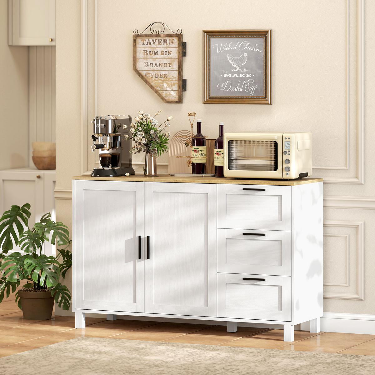 SIDEBOARD Spanplatte Weiß - Schwarz/Weiß, Holzwerkstoff/Metall (38/76/120cm) - HOMCOM