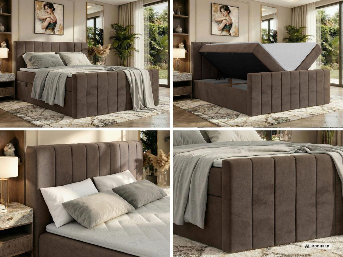 BOXBETT ALVER DUO 200/200 - Braun Velvet - Topper T25 - H3 - Schwarz/Braun, Kunststoff/Textil (200/200cm) - MKS