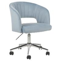 BÜROSTUHL Samtstoff Blau Katonah - Blau, Kunststoff/Textil (57/78/57cm) - Beliani