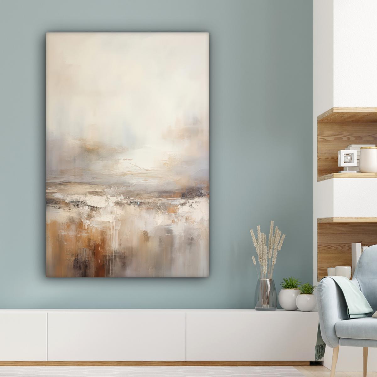 LEINWANDBILD Kunst - Industriell - Grau - Braun - Abstrakt Deko XXL 80x120 cm - Sandfarben, Textil (80/120cm) - MuchoWow