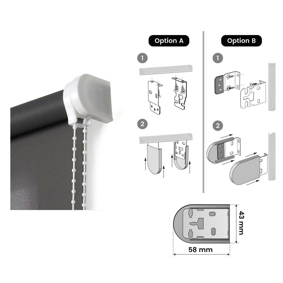 ROLLO Grau, 80 cm x 250 cm - Grau, Kunststoff (80/250cm) - STORESDECO