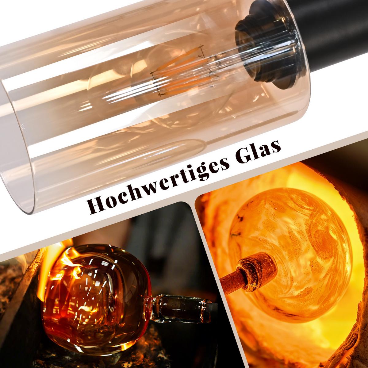 PENDELLEUCHTE Dravyn 78/25/180 cm - Bernsteinfarben/Schwarz, Glas/Metall (78/25/180cm) - ZMH