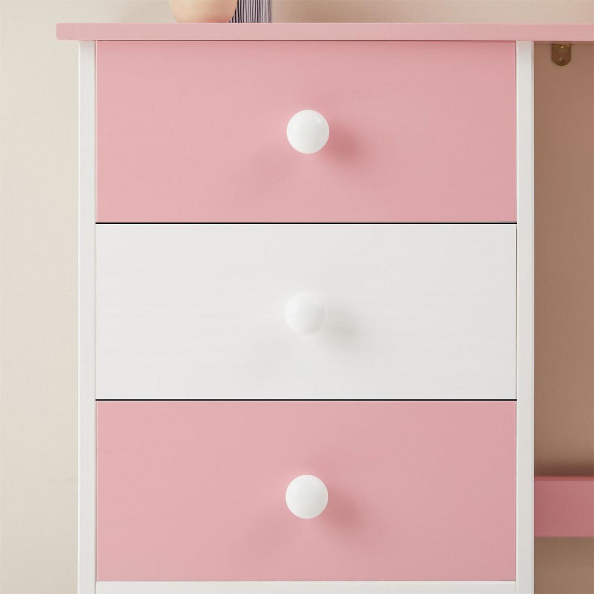 SCHREIBTISCH ARNE - Weiß/Rosa, Holz (54/115/73cm) - IDIMEX
