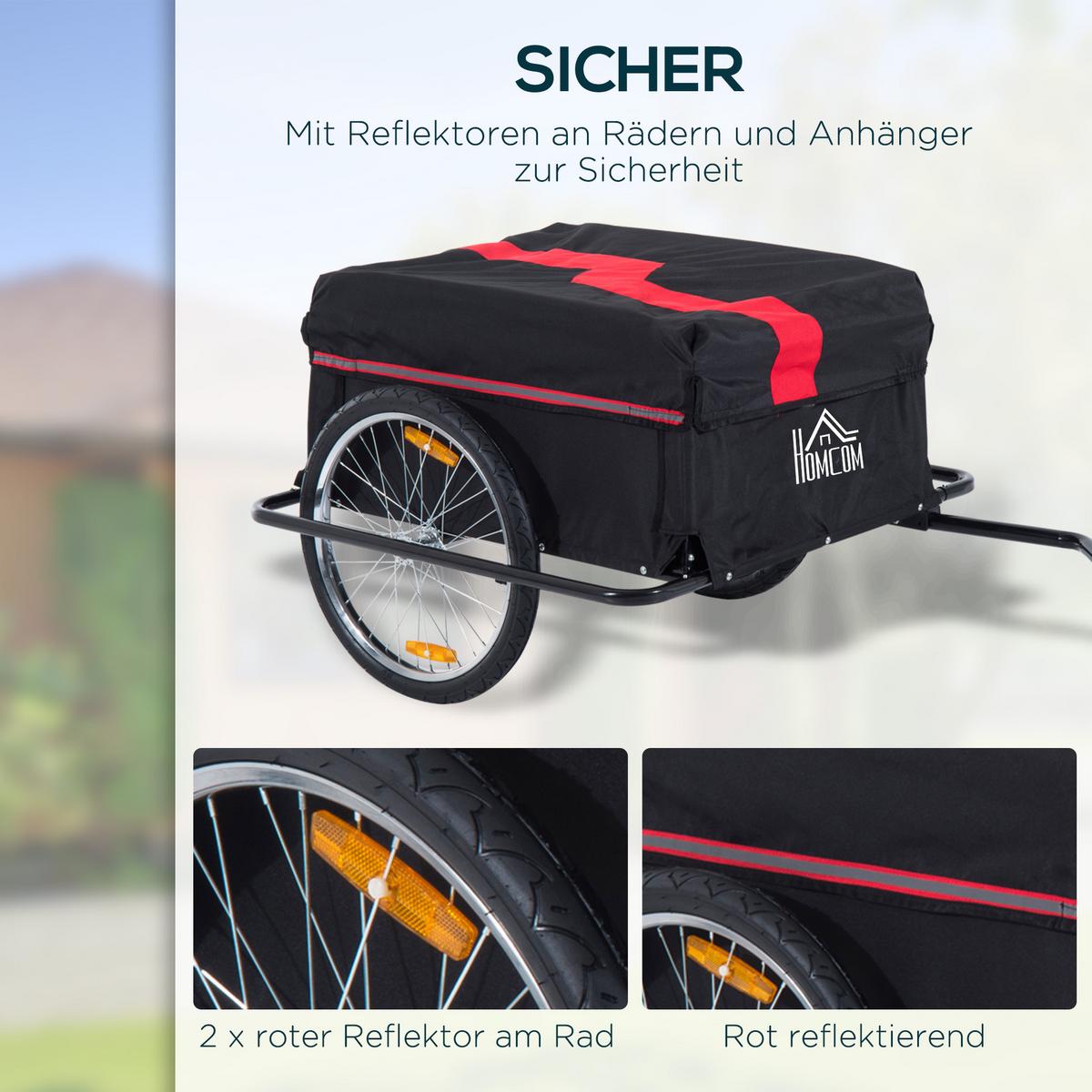 TRANSPORTANHÄNGER Fahrradanhänger Lastenanhänger Fahrrad Anhänger Schwarz - Schwarz, Metall (61/38/845cm) - HOMCOM
