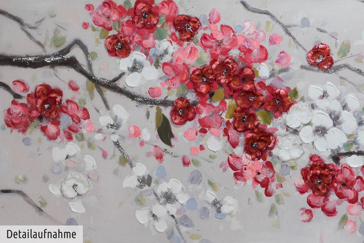 ACRYLBILD HANDGEMALT 150/50 cm - Rot/Weiß, Holz/Textil (150/50cm) - KUNSTLOFT