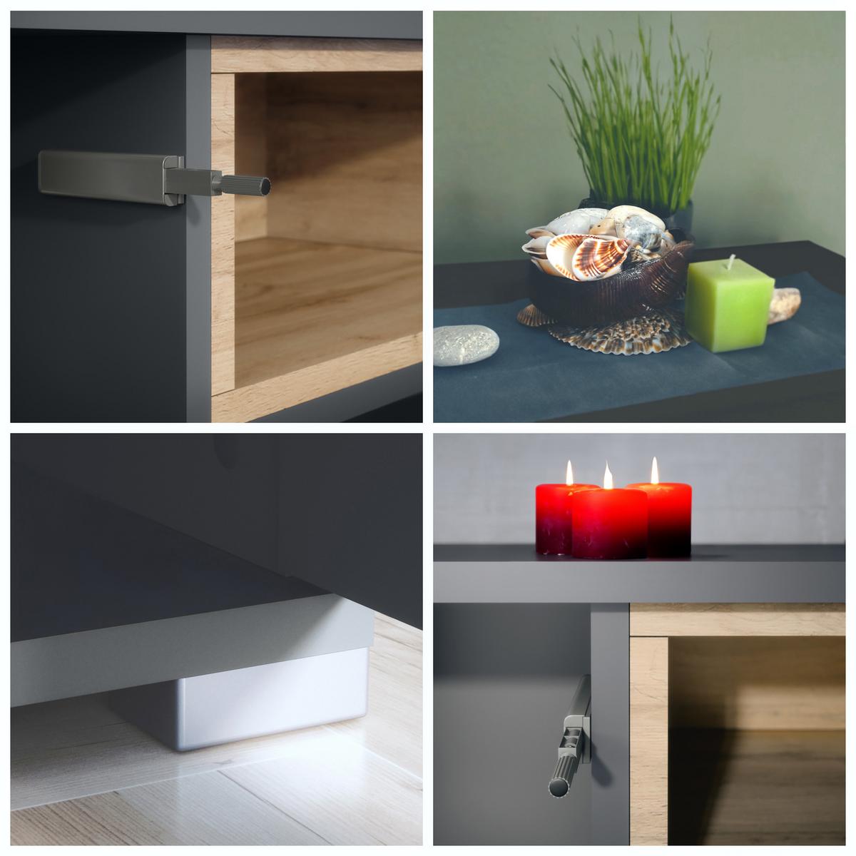 SIDEBOARD Skadu Graphit Seidenmatt - Graphitfarben, Holzwerkstoff (166.5/75.5/35cm) - Vladon