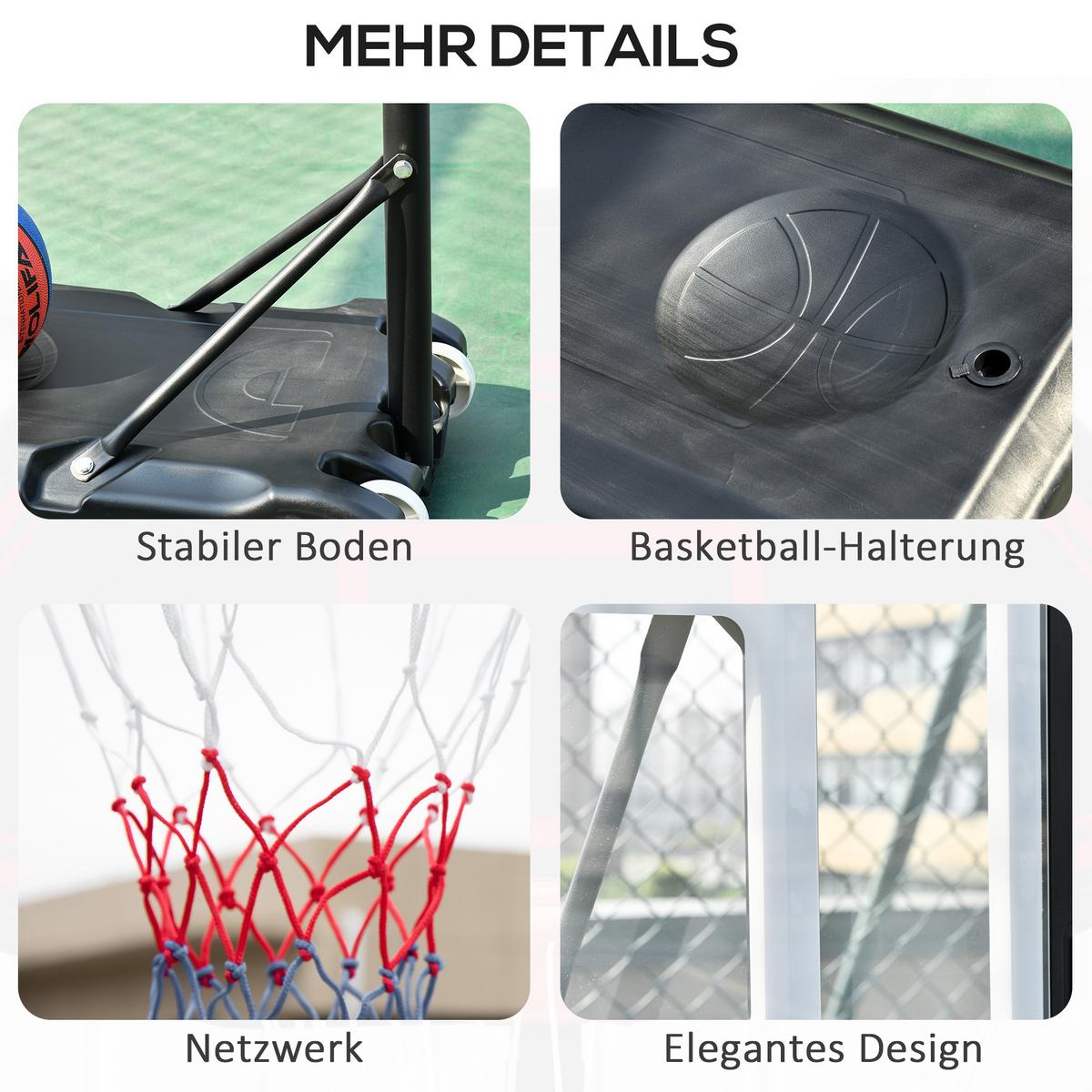 BASKETBALLSTÄNDER höhenverstellbar Basketballanlage für Jugendliche Stahl - Schwarz, Metall (75/83cm) - HOMCOM