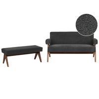 SOFA-SET Bouclé Schwarz/Dunkelbraun Tamre - Schwarz/Braun, Textil (148/79/78cm) - Beliani
