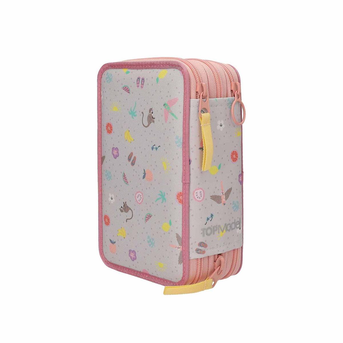 3-FACH FEDERTASCHE JUICY INKL. STIFTE TOPModel altrosa 7,5 x 13 x 20 cm - Altrosa, Kunststoff (13/20/7.5cm) - Depesche Germany
