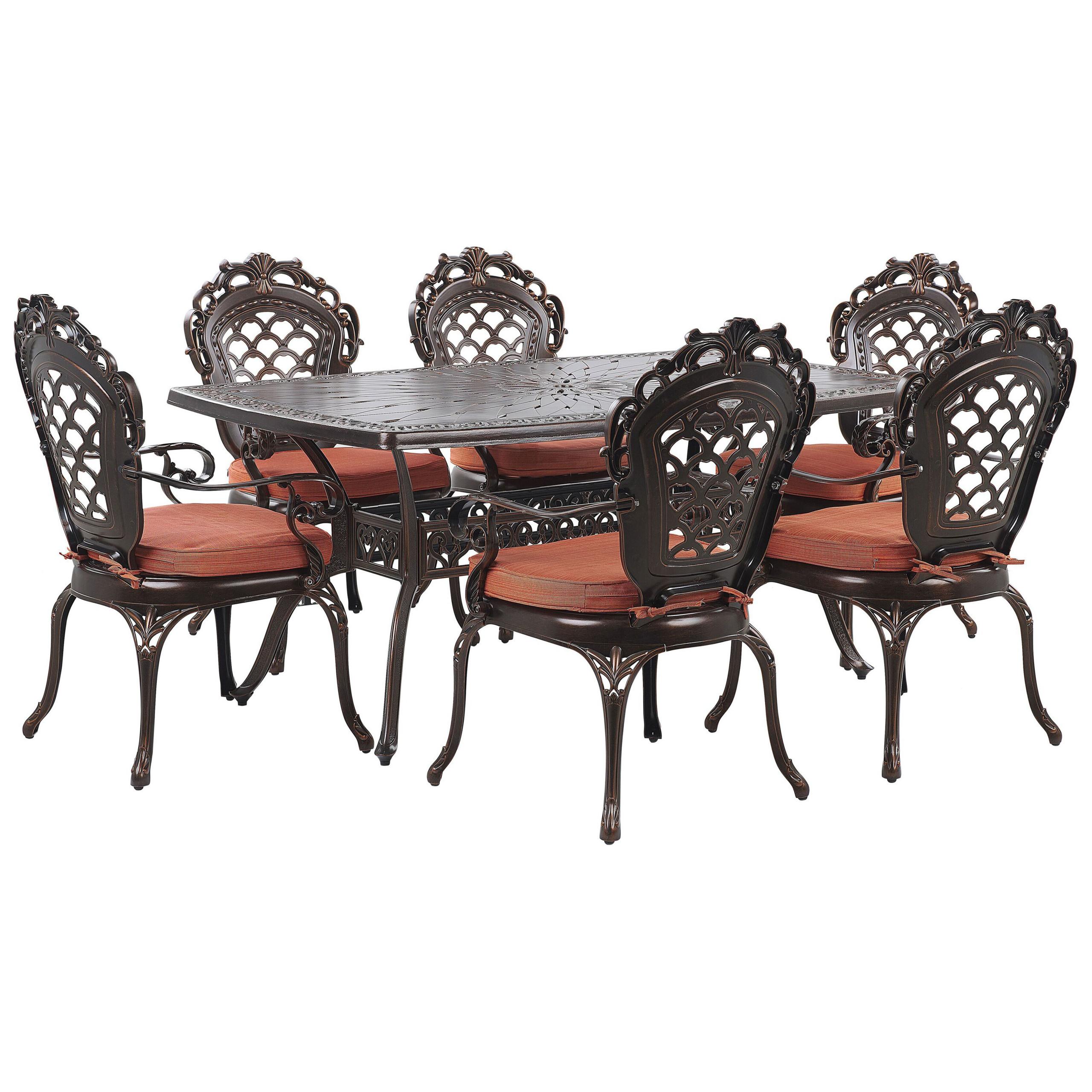 GARTENMÖBEL SET 6-Sitzer Aluminium dunkelbraun Lizzano - Braun/Orange, Metall - Beliani