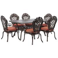 GARTENMÖBEL SET 6-Sitzer Aluminium dunkelbraun Lizzano - Braun/Orange, Metall - Beliani
