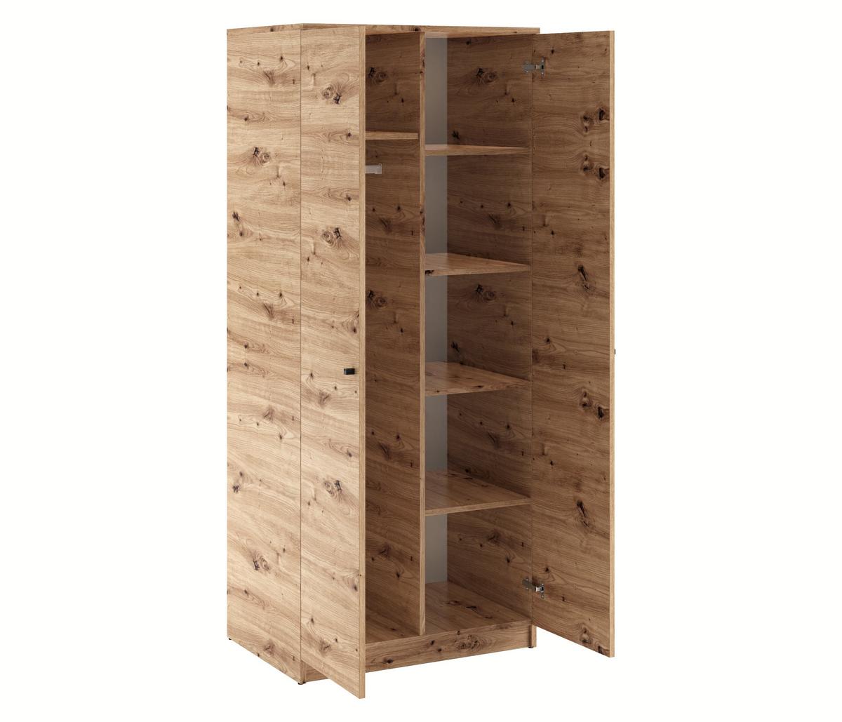 DREHTÜRENSCHRANK NATURIO 80/190/56cm 2-türig Eiche Artisan - Eiche Artisan, Holzwerkstoff (80/190/56cm) - MASSENO