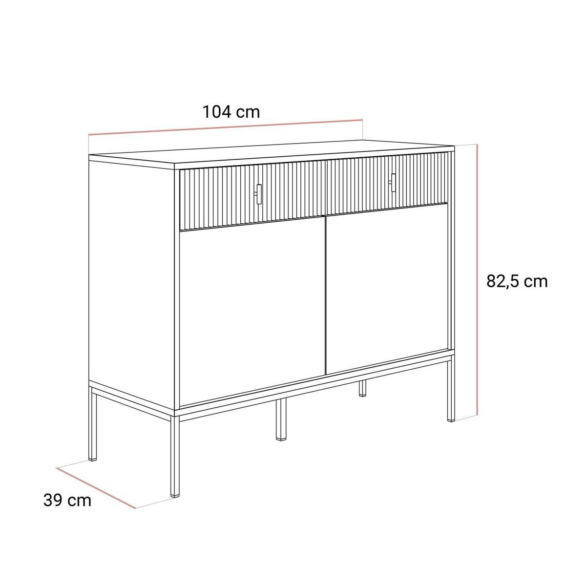KOMMODE MIDNIGHT 2D2S mit zwei Schubladen auf Gestell kaschmir - Kaschmir/Schwarz, Holzwerkstoff (104/82.5/39cm) - Lookway