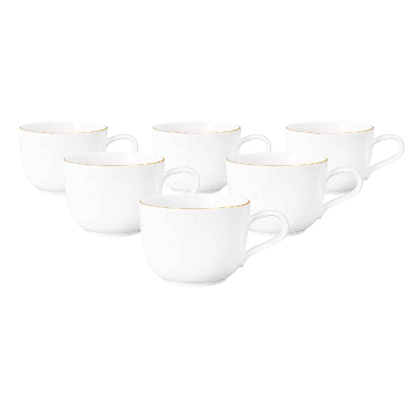 MILCHKAFFEETASSEN Liberty Goldrand weiß-gold 380 ml 6er Set - Goldfarben/Weiß, Keramik (0.38L) - Seltmann Weiden