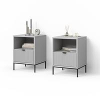 NACHTTISCH Aterno Grau 2er Set - Grau, Holzwerkstoff (40/55/38.1cm) - Livinity®
