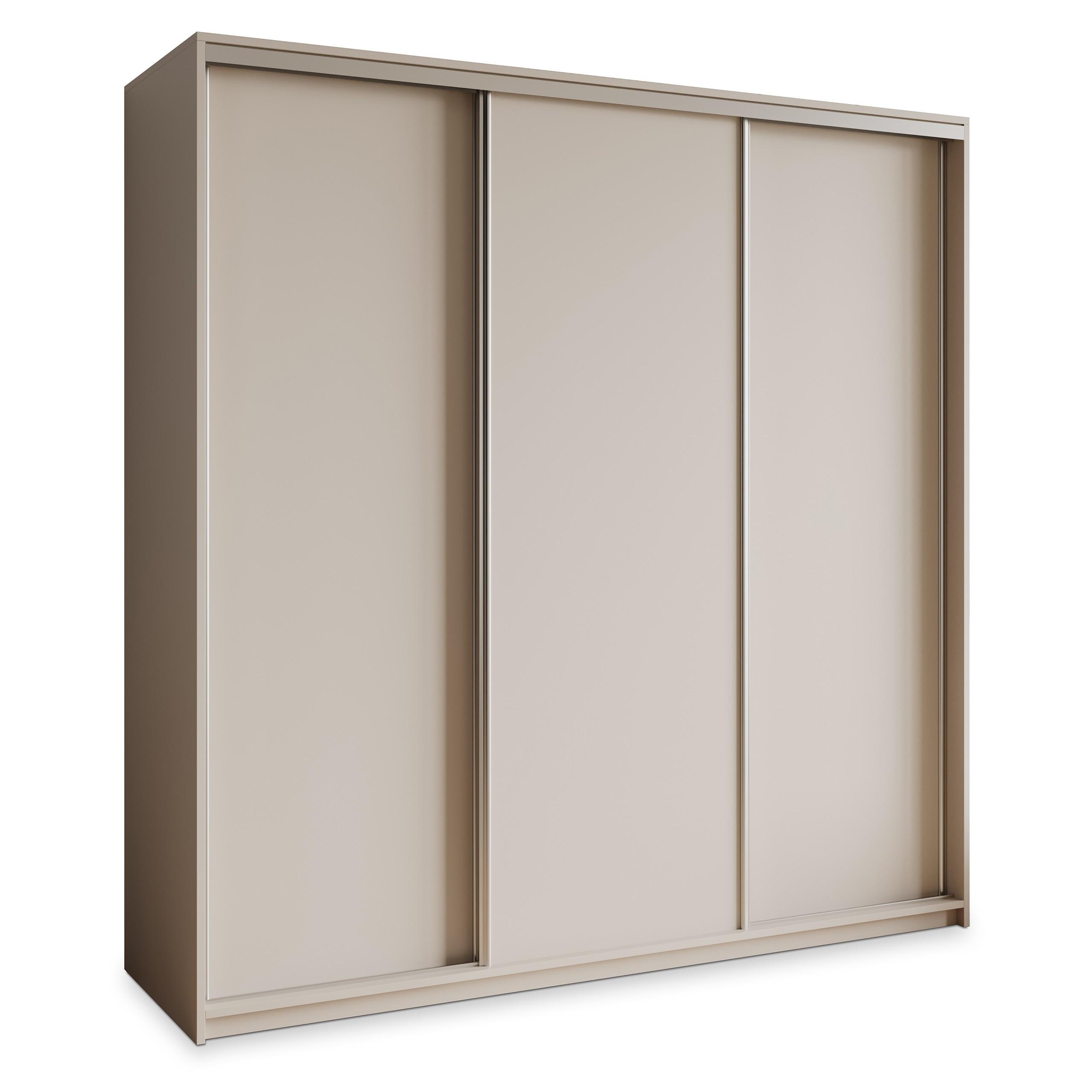 SCHWEBETÜRENSCHRANK NISSE 180/205/60 cm 3-türig mit Schubladen Kaschmir - Kaschmir/Nickelfarben, Holzwerkstoff (180/205/60cm) - MASSENO