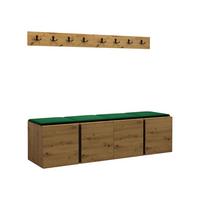 GARDEROBEN-SET Orion VII - Eiche Artisan/Grün, Holzwerkstoff/Kunststoff (168/42/46cm) - MIRJAN24