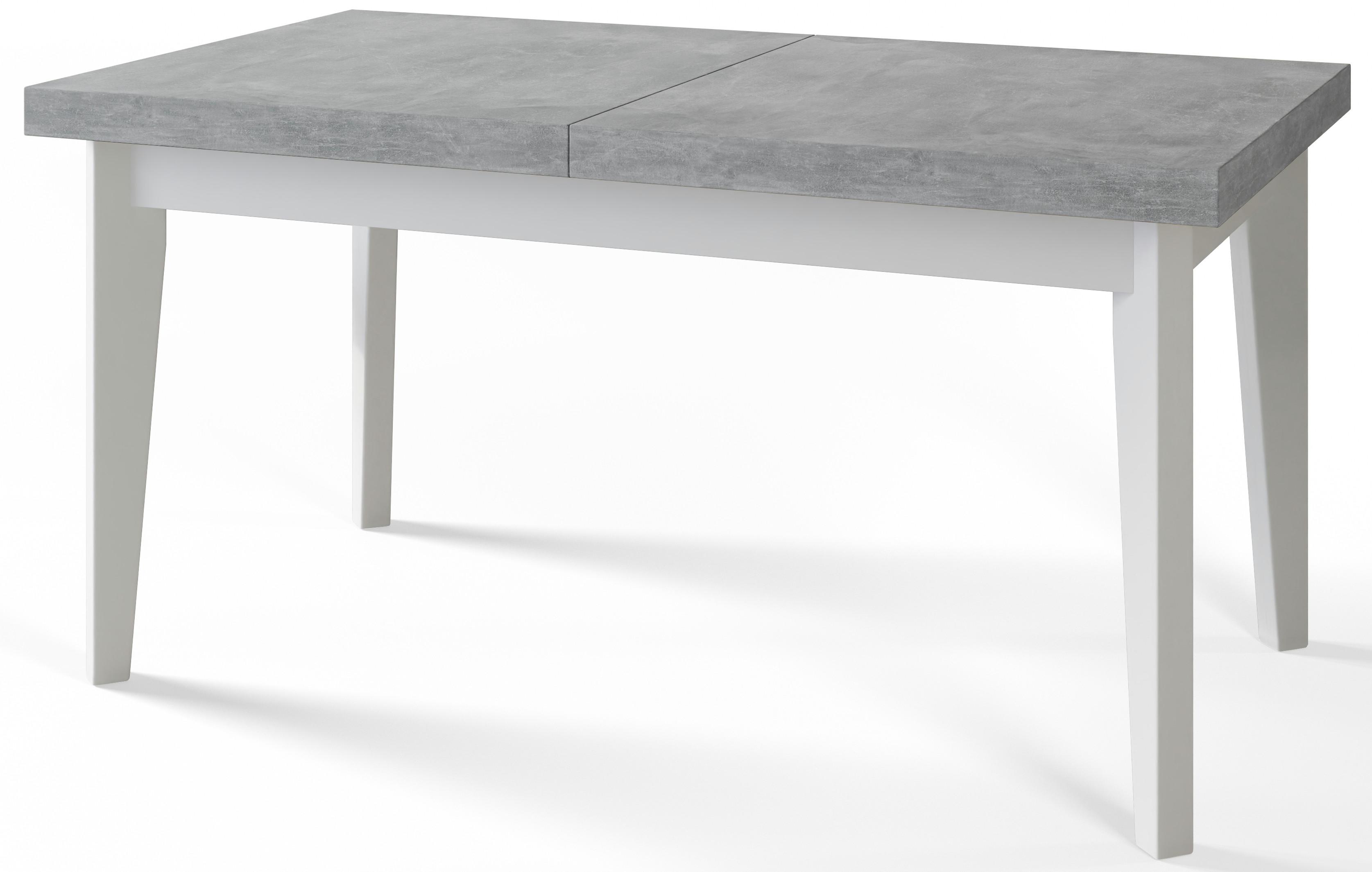 RECHTECKIGER Esszimmertisch SKANDI, ausziehbarer Tisch, Größe: 140-180X80X78 cm, Wohnzimmertisch Farbe: ATELIER, mit Holzbeinen in Farbe Weiß - Weiß/Grau, Holzwerkstoff (140/80/78cm) - Alpi-Möbel