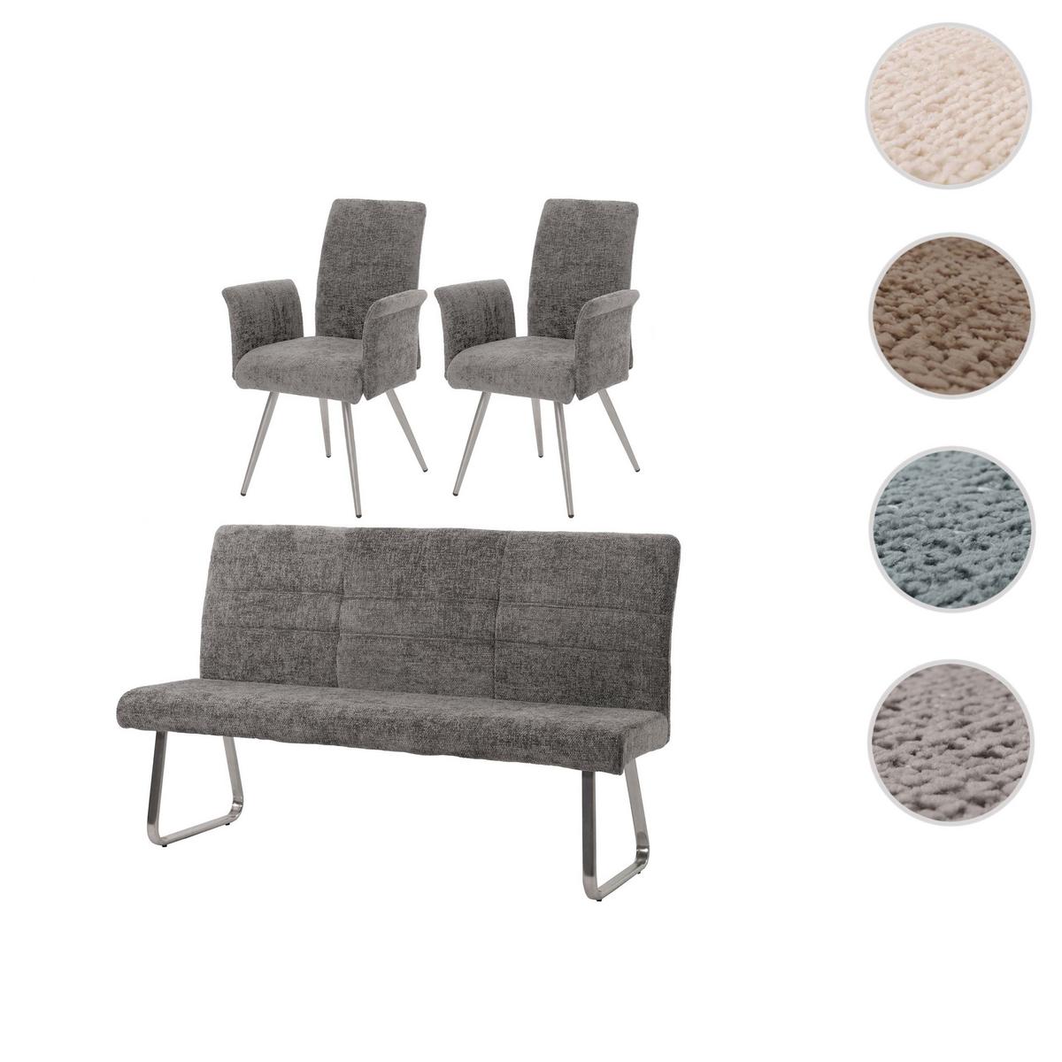ESSZIMMER-SET Grau 3er-Set - Grau, Textil (180/99/65cm) - MCW