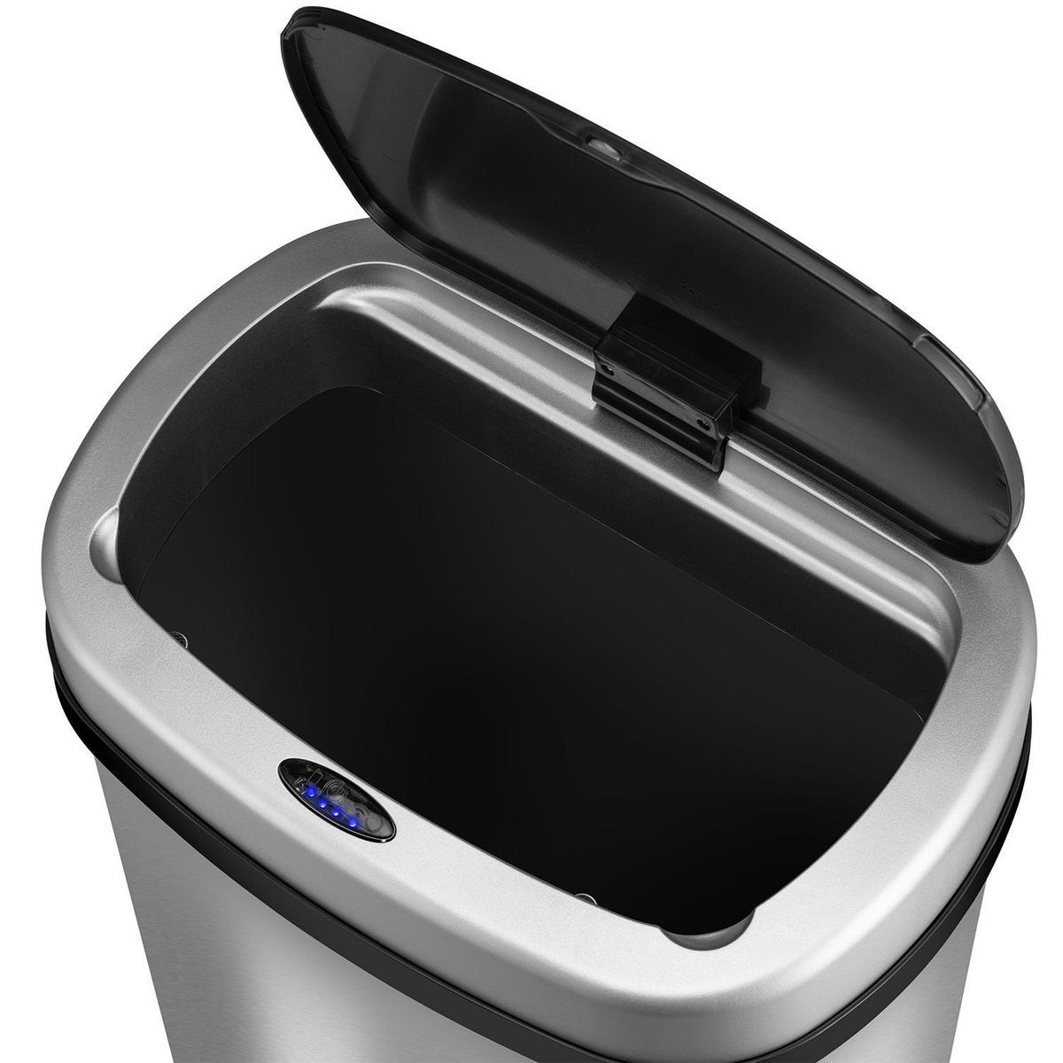 MÜLLEIMER viereckig 60L silber mit Sensor - Silberfarben, Metall (40/63/29cm) - Juskys