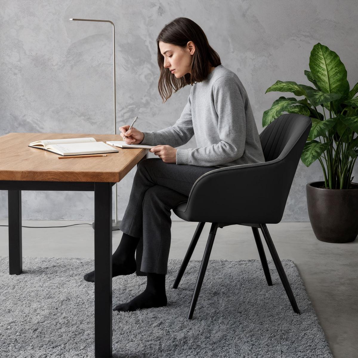 DREHSTUHL 4er-SET Schwarz 55/83/58 - Schwarz, Textil (55/83/58cm) - RAUMHIRSCH FURNITURE