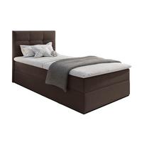 BOXBETT GECETENI 90x200 cm mit Bettkasten und Matratze - Braun + TOPPER - Schwarz/Braun, Holz/Holzwerkstoff (90/200cm) - AX Living