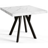 QUADRATISCHER Esstisch ausziehbar – Moderner Wohnzimmertisch und Küchentisch – Tisch mit Holzbeinen, Durchmesser 110 cm - 210 cm - Farbe Marmur - Hellgrau/Schwarz, Holzwerkstoff (110/110/77cm) - Alpi-Möbel
