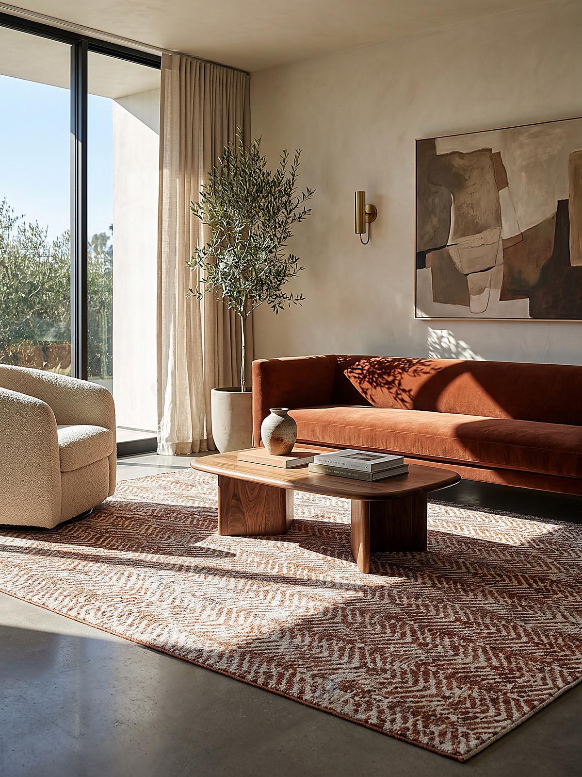 KURZFLORTEPPICH CROAL, Chevron, Natur-Terrakotta, 120 x 160 cm - Beige, Textil (120/160cm) - KADIMA DESIGN