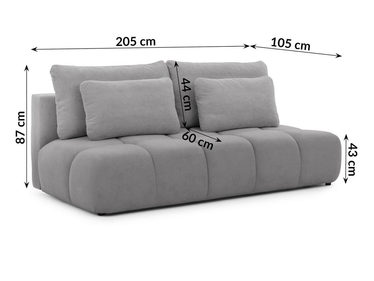 SCHLAFSOFA Belluno aus hochwertigem Grau Plüschstoff mit Bettkasten und tiefen Steppungen in Bubble-Optik - Schwarz/Grau, Holz/Kunststoff (205/87/105cm) - S-Style