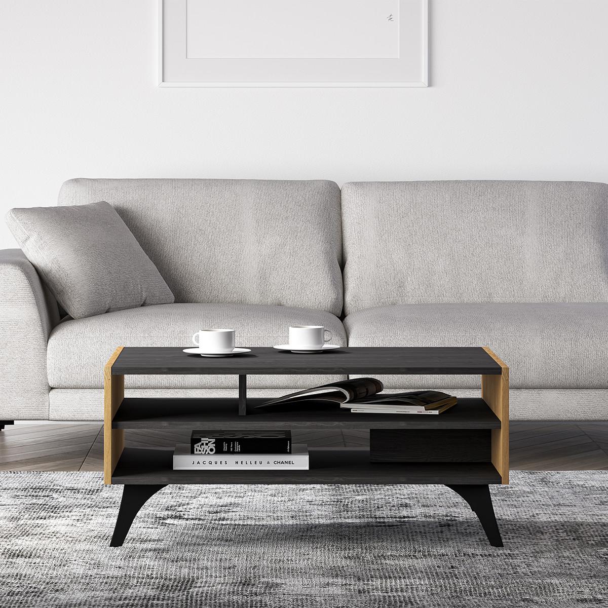 COUCHTISCH Soah Holz und Schwarz - Schwarz, Holzwerkstoff (60/90/40cm) - Petits-meubles