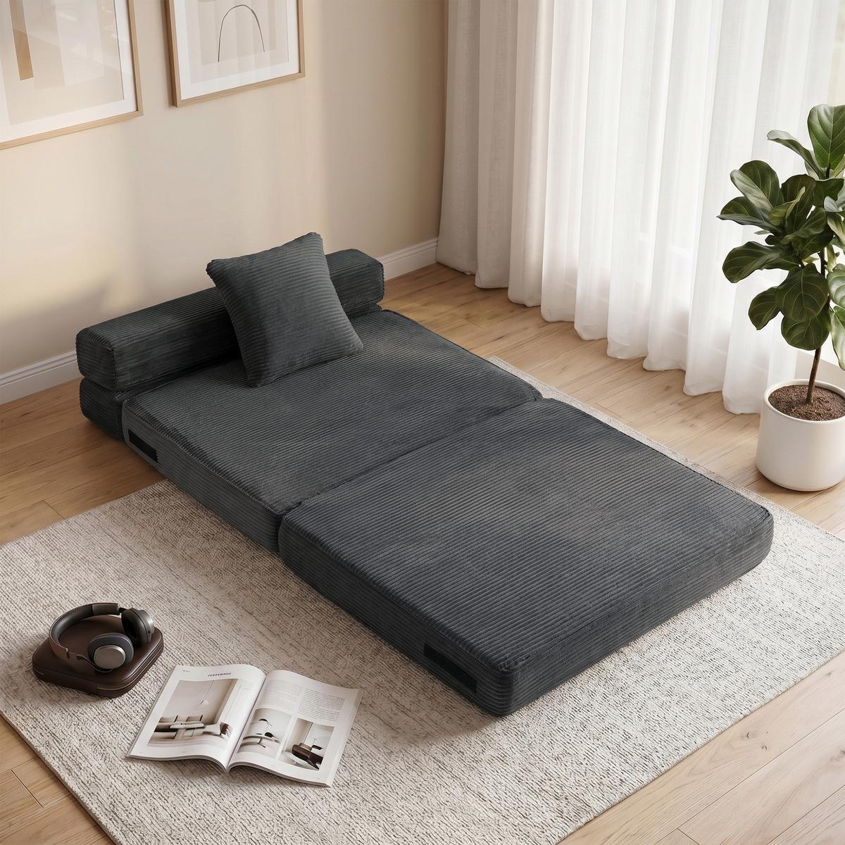 BODENSTUHL Cord Schaumstoff Dunkelgrau - Dunkelgrau, Textil (76/62/100cm) - HOMCOM