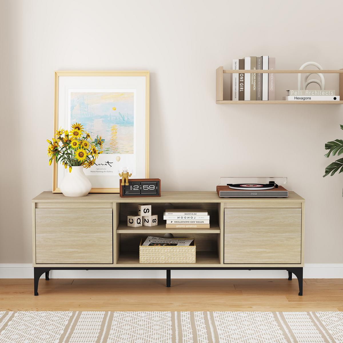 TV-ELEMENT Kistiandi - Eichefarben, Holzwerkstoff/Metall (140/50/40cm) - [en.casa]