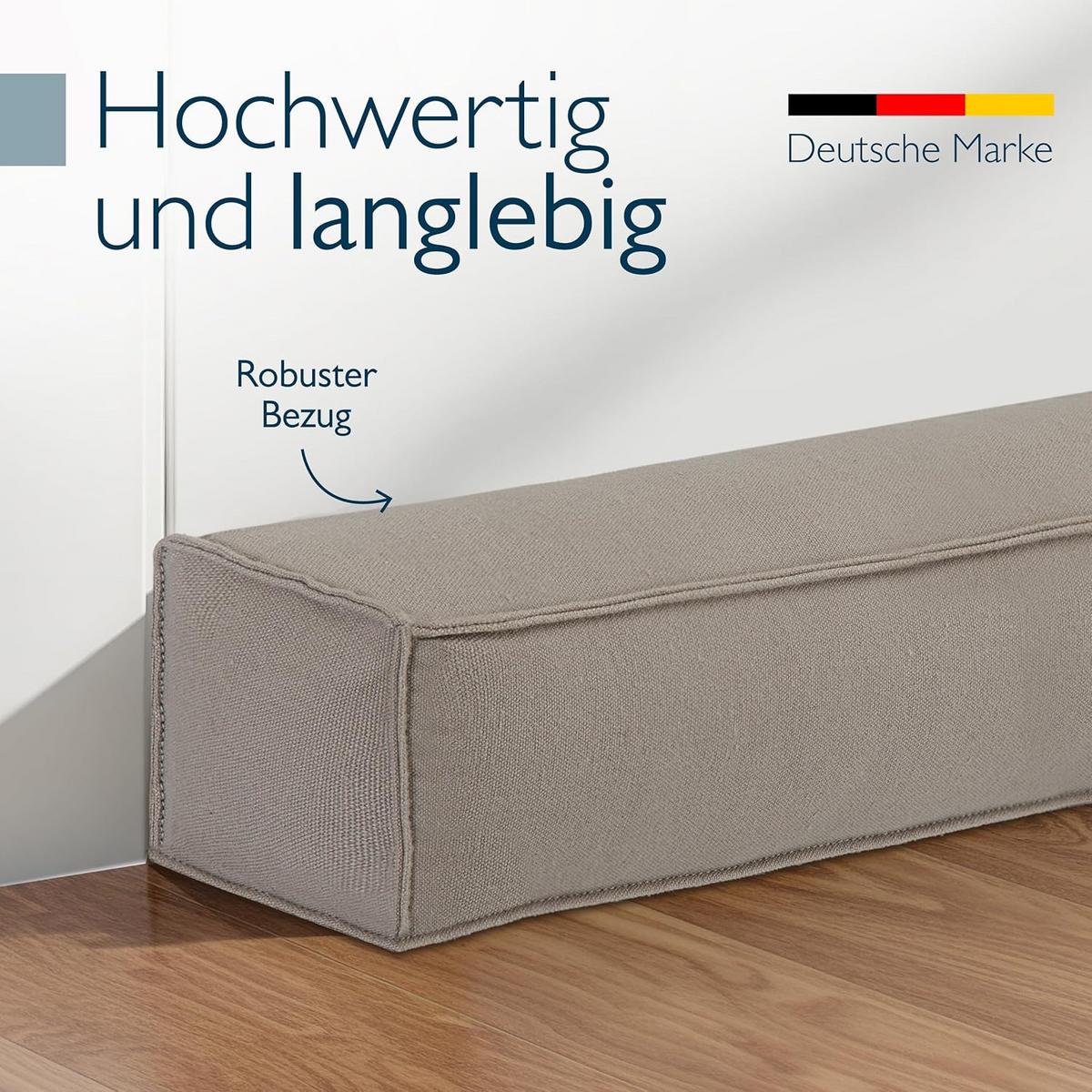 ZUGLUFTSTOPPER Marin MM 6,5x90cm Hellgrau - Hellgrau, Textil (6/90cm) - Beautissu 