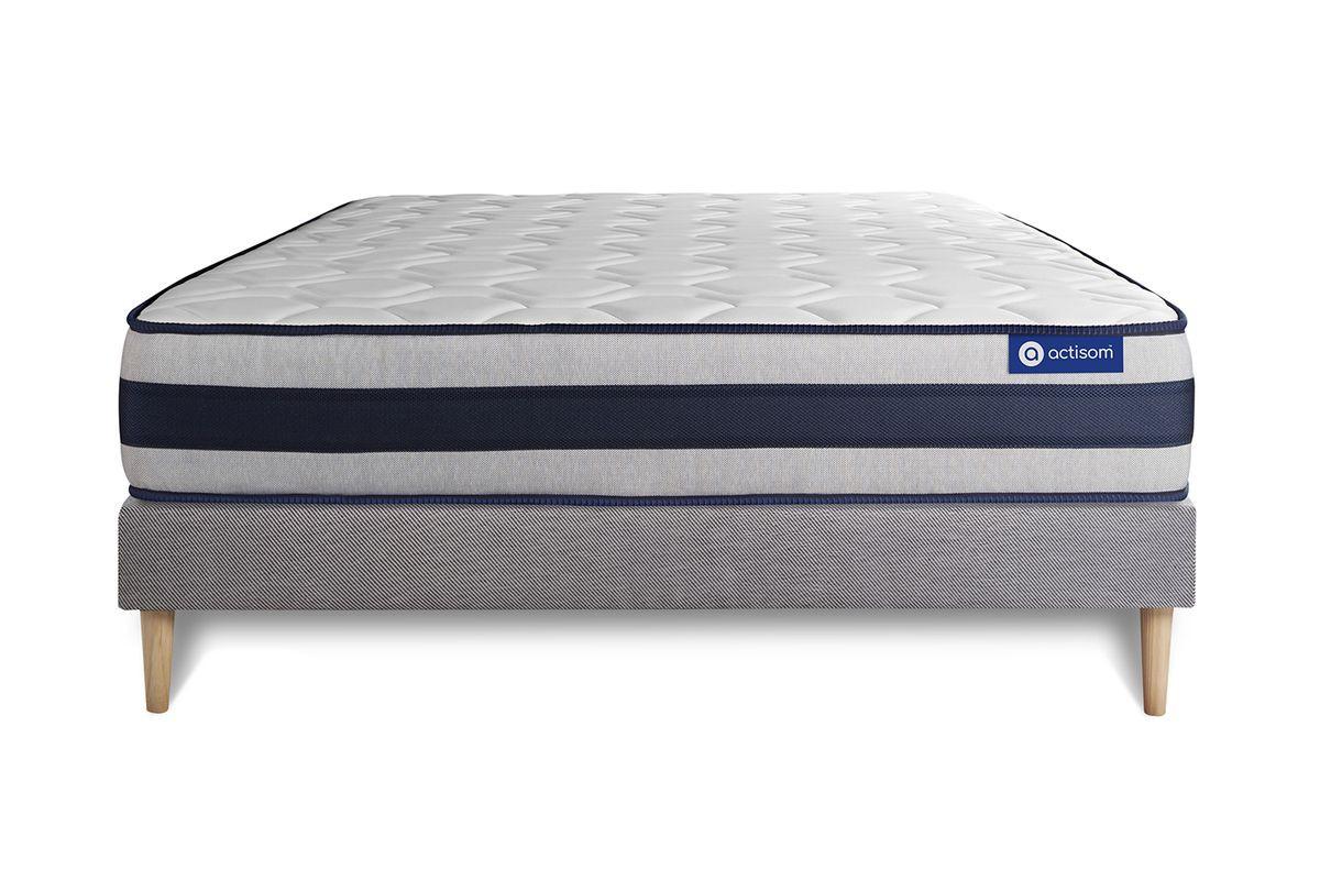 BETT Actilatex ergo Latex und Memory-Schaum 150 x 200 cm h3 - Kit Bettgestell Grau - Beige/Grau, Karton/Holz (150/200cm) - ACTISOM