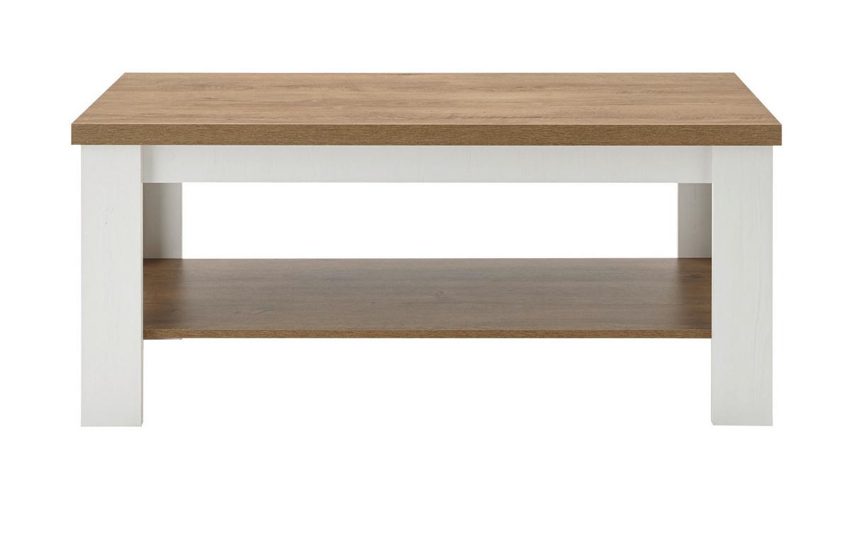 COUCHTISCH weiß Pinie, Eiche hell Landhaus Beistelltisch 120 x 60 cm - Eichefarben/Weiß, Holzwerkstoff (120/60/50cm) - Furn.Design