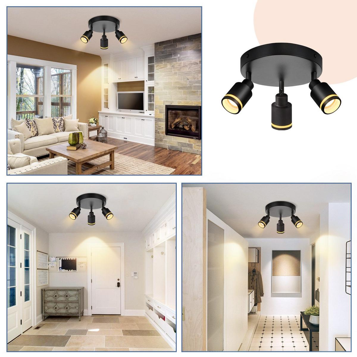 DECKENSTRAHLER Oldesloe 3-flammig 20/20/15.7 cm - Schwarz, Metall (20/20/15.7cm) - Nettlife